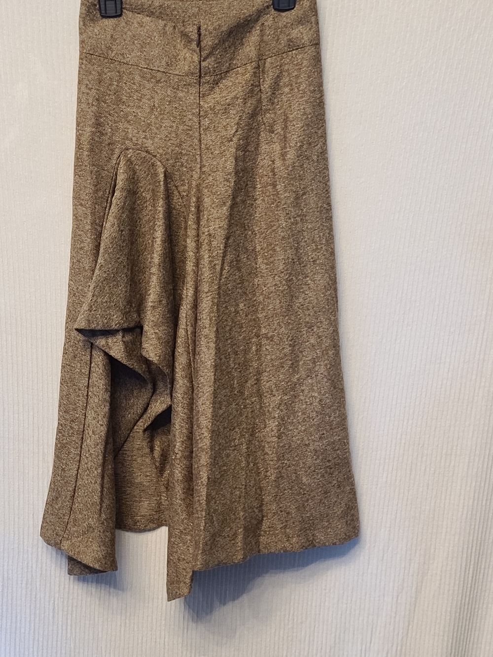 Joyfolie Brown Asymmetrical Ruffle Midi Skirt